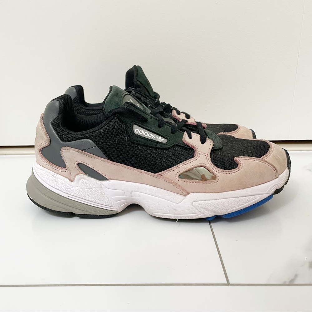 Adidas Falcon Black Pink Active Workout Running Athletic Sneakers Shoes